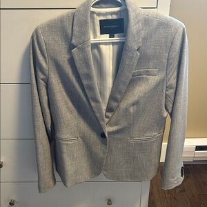 Banana Republic Light Gray Women's Blazer - Single-Button Notch Lapel